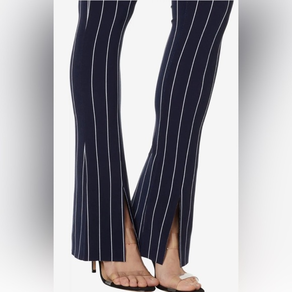 SOLDNorma Kamali Women’s Split Hem Spat Leggings.Color:Woven Pinstripe.SizeLarge - Picture 3 of 10